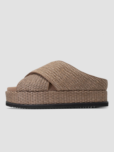 Cross Stack Raffia Platform Sandal