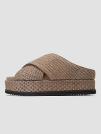 Cross Stack Raffia Platform Sandal