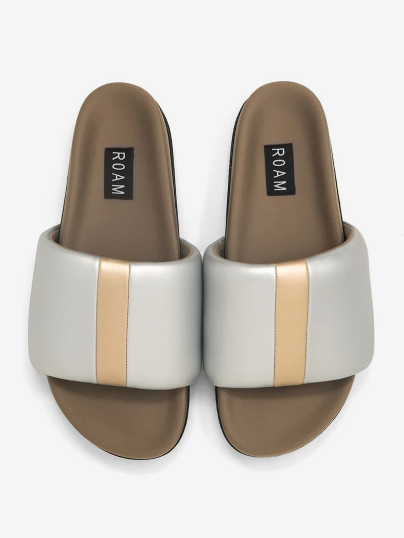 Stripe Slider Silver & Gold Sandal
