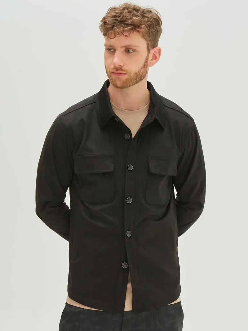 Renoir Long Sleeve Pocket Shirt in Black