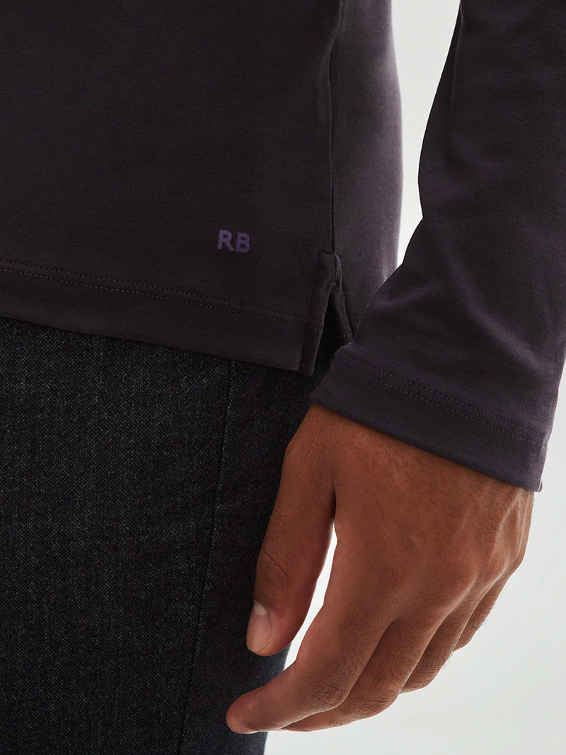 Georgia Long Sleeve Polo in Deep Eggplant