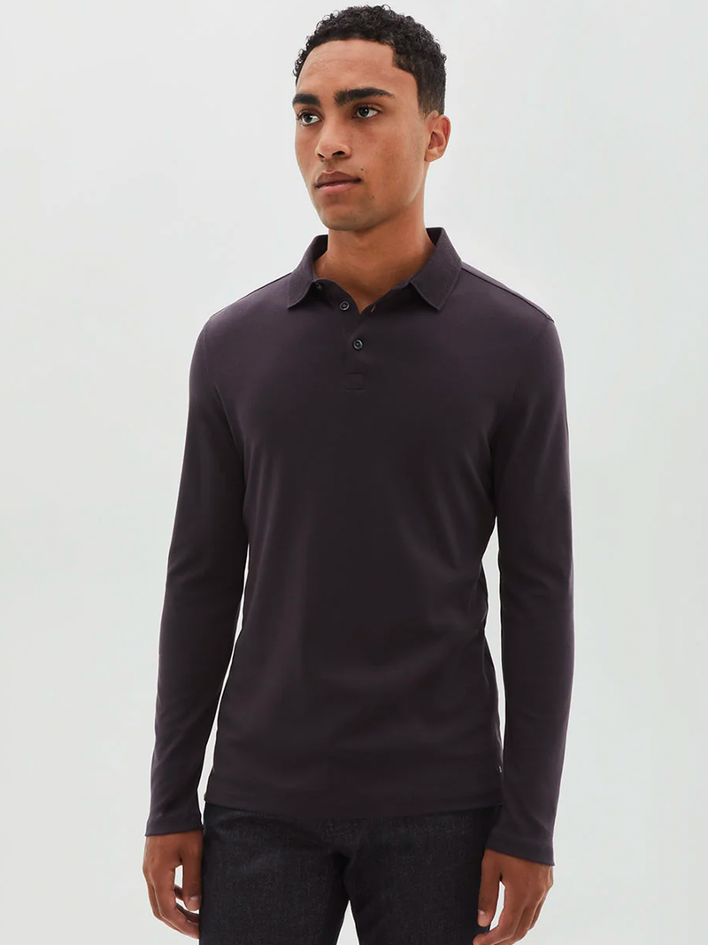 Georgia Long Sleeve Polo in Deep Eggplant