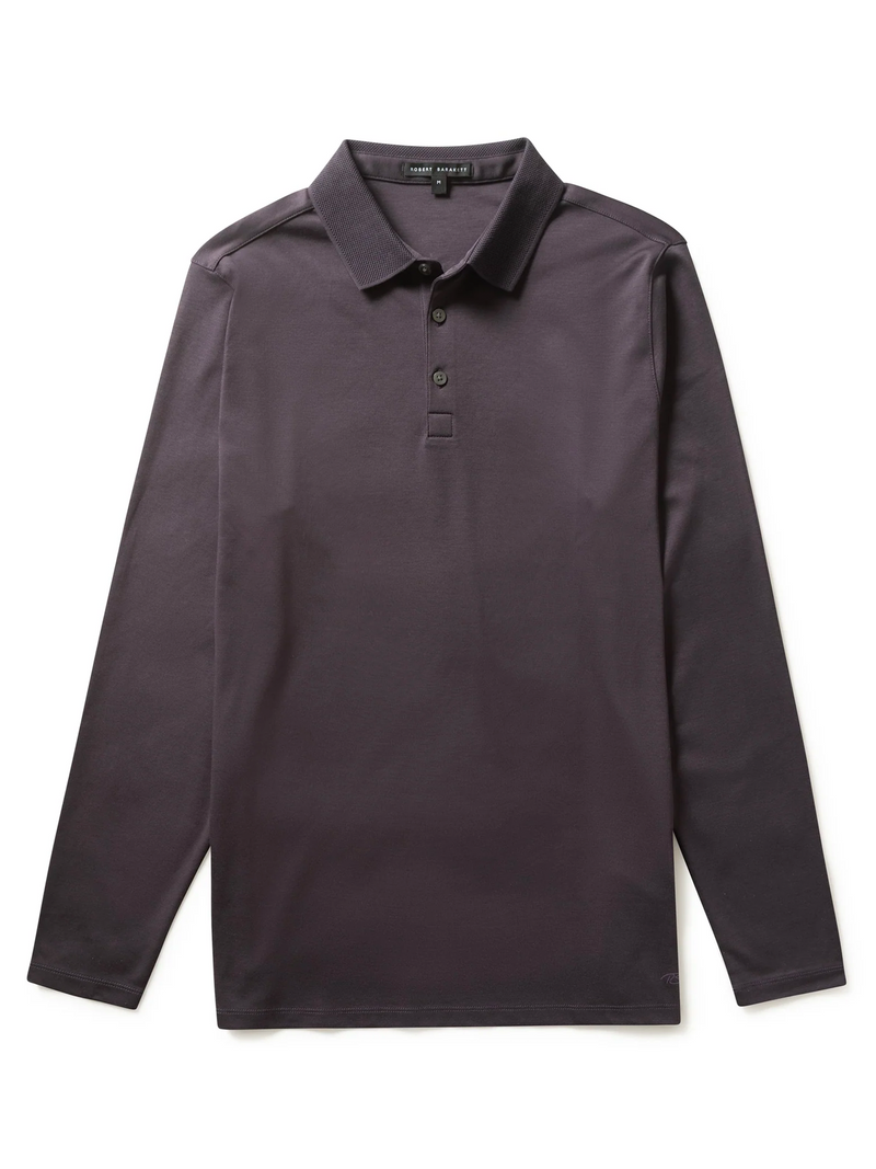 Georgia Long Sleeve Polo in Deep Eggplant