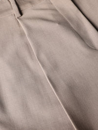 Fabric detail of the wool blend and pressed pleat on the Roberto Collina Bermuda Pant in Taupe