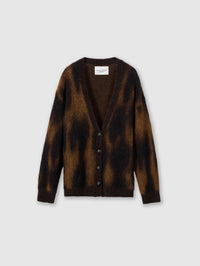 Flat lay of the Roberto Collina ML Jacquard Animalier Cardigan in Brown