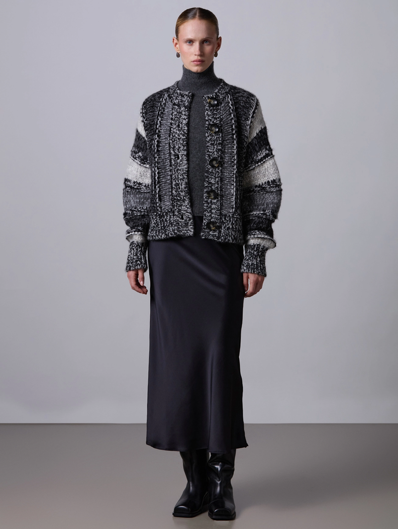 Coreana Mixed-Stripe Mouline Cardigan
