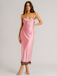 Taylor C Bias Cut Dress With Lace in Soft Pink
