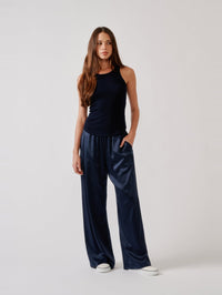 SABLYN Brynn High Rise Pull on Wide Leg Pant in Midnight Navy – Image 1