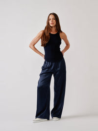 SABLYN Brynn High Rise Pull on Wide Leg Pant in Midnight Navy – Image 6