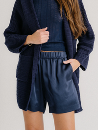 Brynn Pull On Silk Short in Midnight Navy by SABLYN - View 3