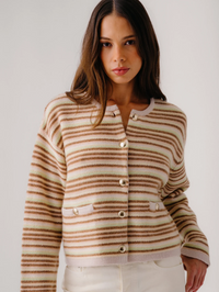 Charlene Cropped Welt Pocket Jacket Cardigan in Buttercup by SABLYN - View 3