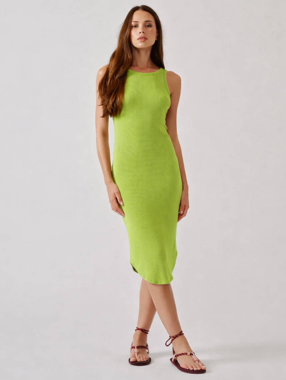 lime green tank dress Jameela Racerback in Chartreuse SCH006661_BL