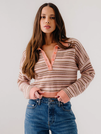 Maddie Cropped Stripe Polo in Melon by SABLYN-MELON-AMY Atelier