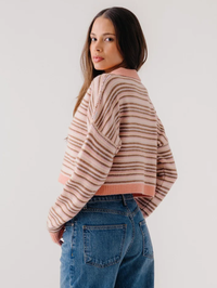 Maddie Cropped Stripe Polo in Melon by SABLYN - View 2