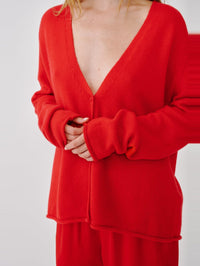 SABLYN Samson Relaxed Saddle Raglan Cardigan in Scarlet – Image 3