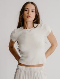 Yael Cropped Baby Tee in Gardenia by SABLYN-GARDENIA-AMY Atelier