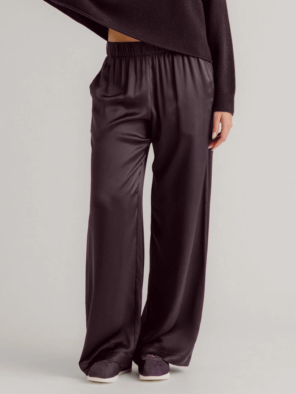 Brynn Wide-Leg Silk Pants in Oak Tree