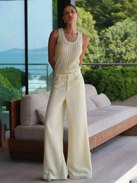 Adrianna Wide-Leg Pant in Pale Citron