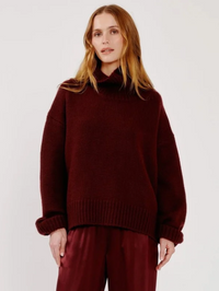 Scarlett Mock Neck Drop Shoulder in Cabernet