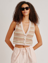 Callie Cashmere V-Neck Tank Vest in Buttercup