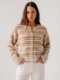 Charlene Cropped Welt Pocket Jacket Cardigan in Buttercup