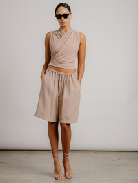 Danika High Wrap Tank in Dune