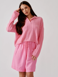 Gemma F Short Cinched Longer Short in Dahlia Pink