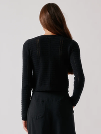 Charlotte Slim Crewneck Cardigan in Black