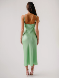 Taylor V-Neck Bias Dress in Lime