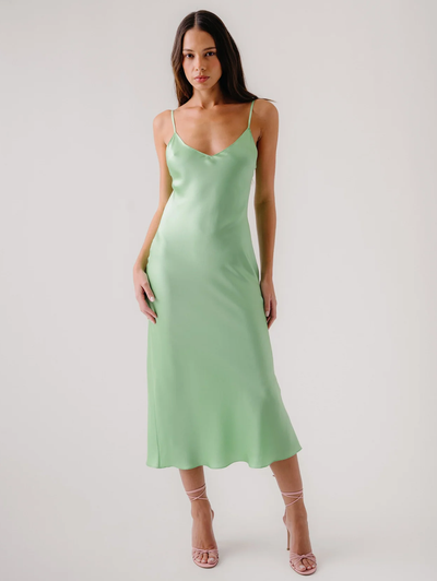 Taylor V-Neck Bias Dress in Lime