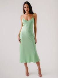 Taylor V-Neck Bias Dress in Lime
