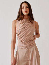 Danika High Wrap Tank in Dune