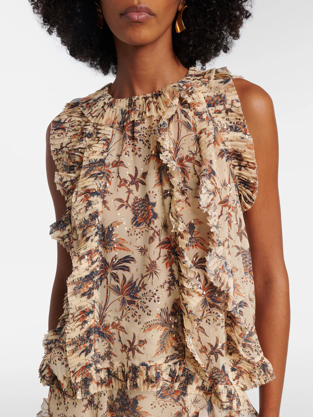 Sabra Sleeveless Cascading Ruffle Top
