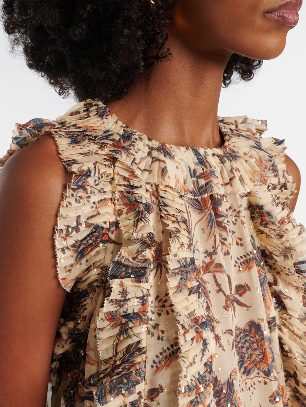 Sabra Sleeveless Cascading Ruffle Top