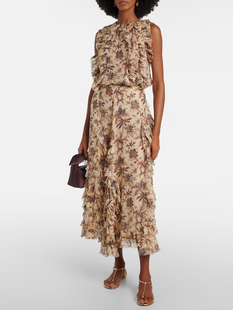 Sabra Sleeveless Cascading Ruffle Top