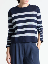 SAINT ART Odette Striped Knit Sweater in NAVY/SKY BLUE – Image 1
