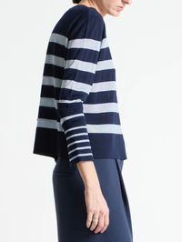 SAINT ART Odette Striped Knit Sweater in NAVY/SKY BLUE – Image 3