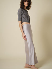 SAINT ART Talia Charmeuse Maxi Skirt in Silver Grey in Silver Grey – Image 1