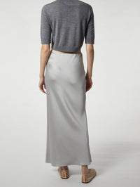 SAINT ART Talia Charmeuse Maxi Skirt in Silver Grey in Silver Grey – Image 3