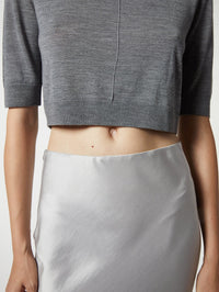 SAINT ART Talia Charmeuse Maxi Skirt in Silver Grey in Silver Grey – Image 4