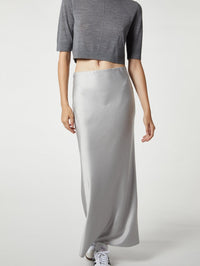 SAINT ART Talia Charmeuse Maxi Skirt in Silver Grey in Silver Grey – Image 5