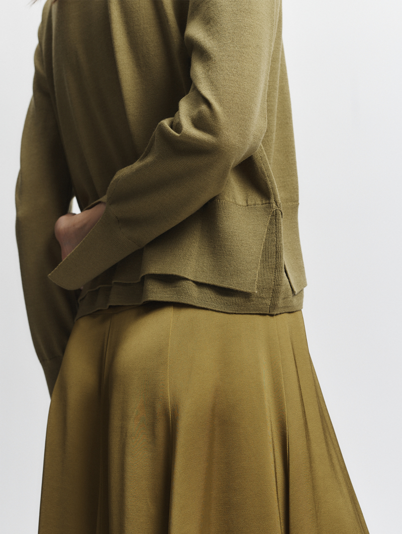 Elodie Layered Crewneck Knit in Chartreuse