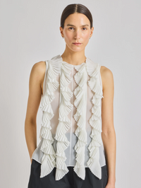 Neo Organza Pleated Top in Ivory