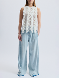 Neo Organza Pleated Top in Ivory