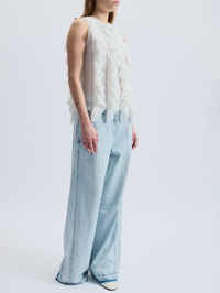Neo Organza Pleated Top in Ivory