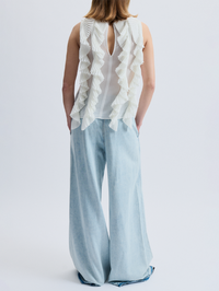 Neo Organza Pleated Top in Ivory
