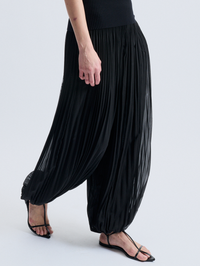 Ronan Pleated Chiffon Pant in Black