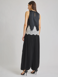 Ronan Pleated Chiffon Pant in Black