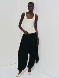 Ronan Pleated Chiffon Pant in Black