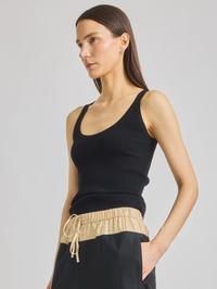 Ines Ribbed Tank in Black